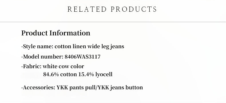 Customized cotton fabric skin - friendly washed drape versatile wide - leg jeans - variant_title
