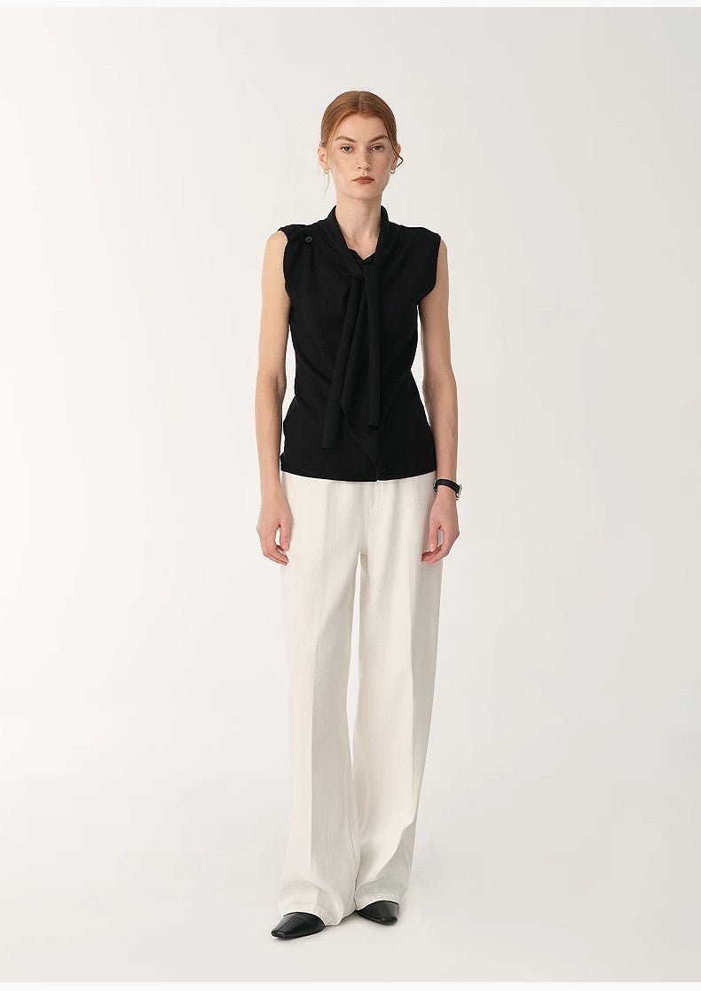 Customized cotton fabric skin - friendly washed drape versatile wide - leg jeans - variant_title