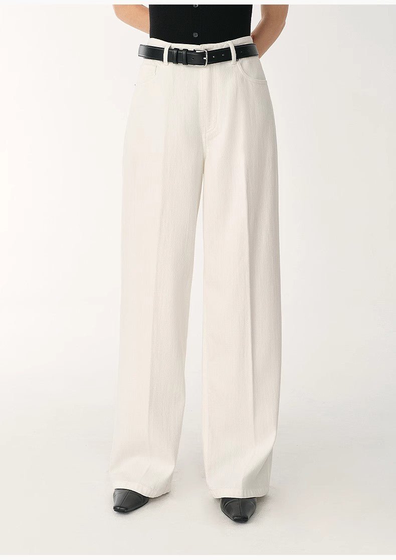 Customized cotton fabric skin - friendly washed drape versatile wide - leg jeans - variant_title