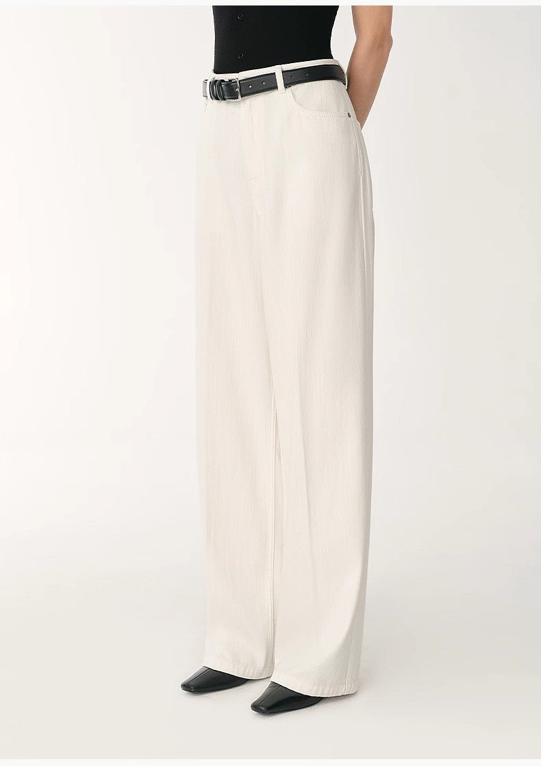 Customized cotton fabric skin - friendly washed drape versatile wide - leg jeans - variant_title