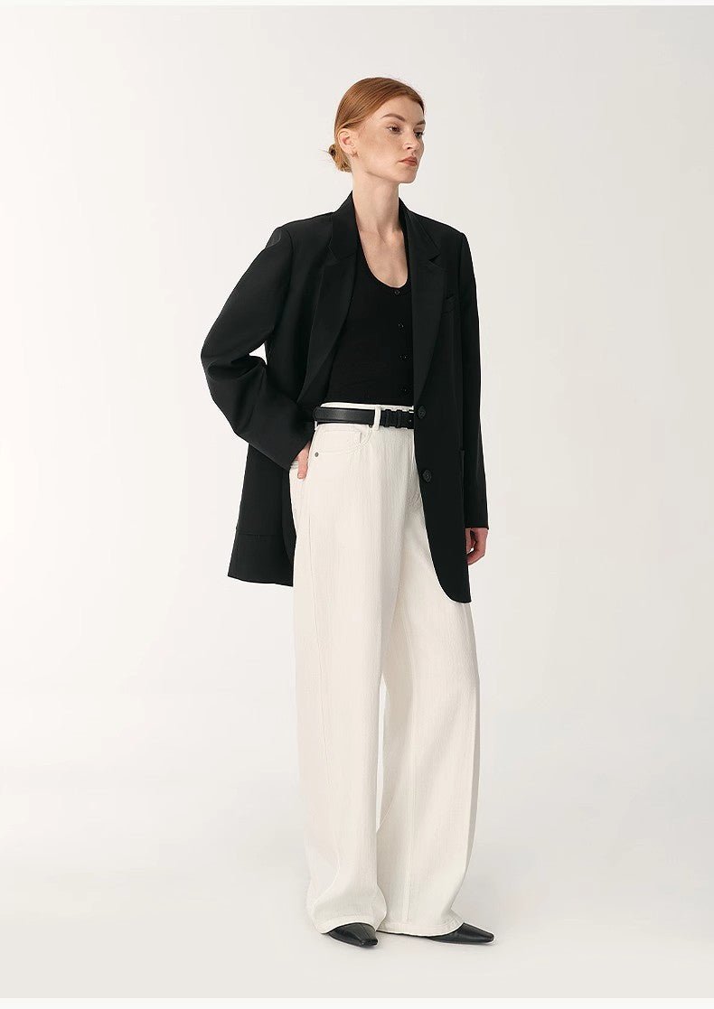 Customized cotton fabric skin - friendly washed drape versatile wide - leg jeans - variant_title