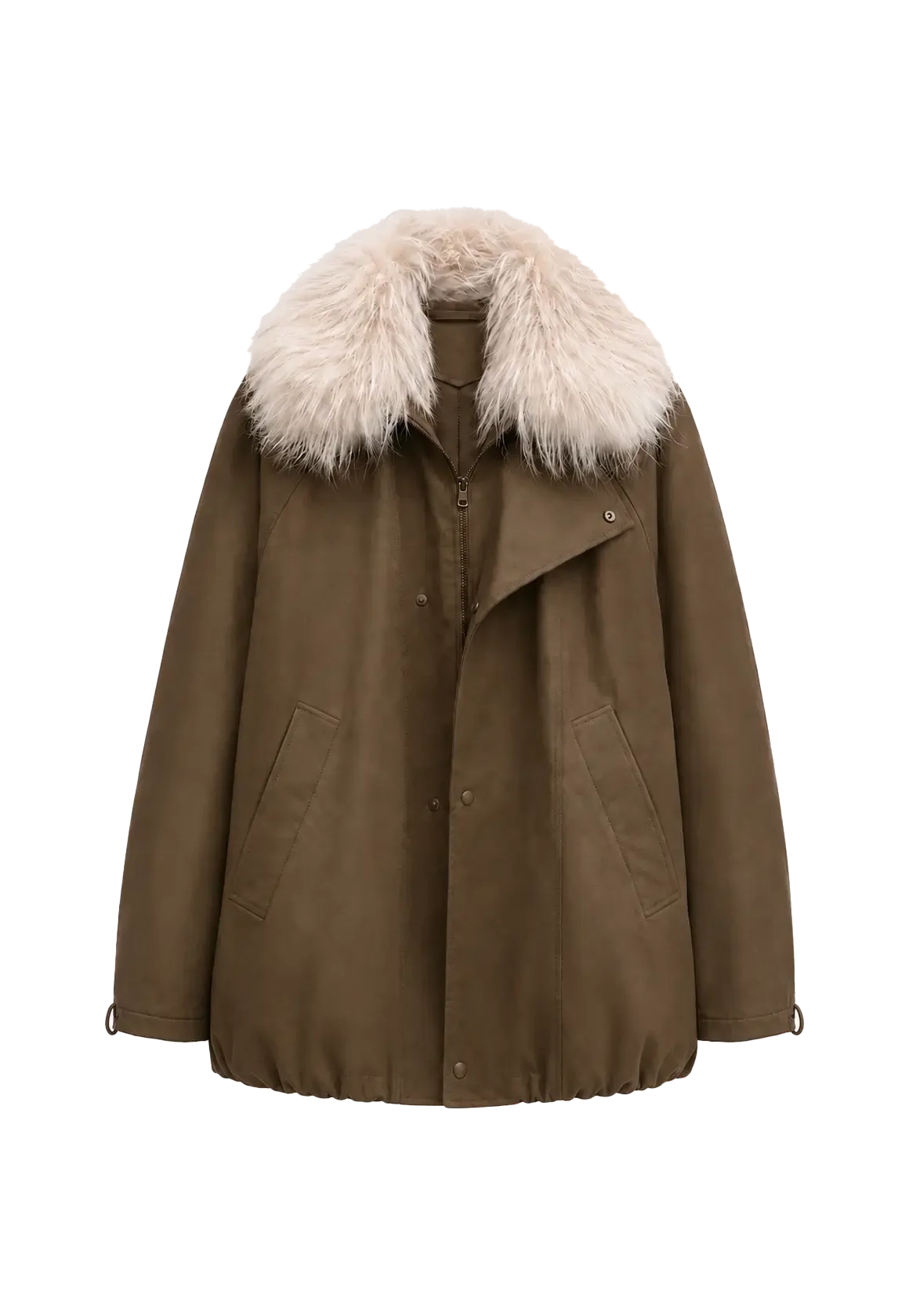 Firelady Fur Cutting-edge Style caramel women's short down jacket with detachable raccoon fur collar product cutout