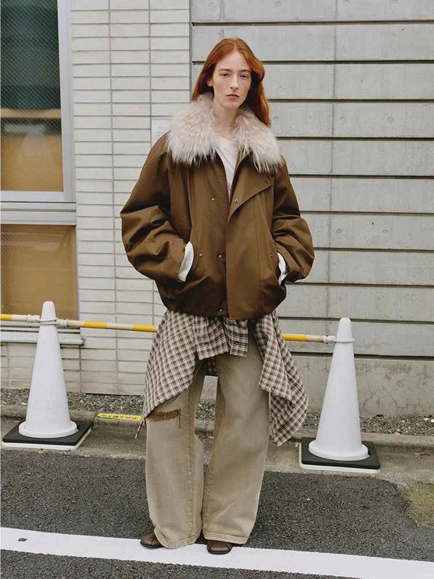 Caramel Firelady Fur Cutting-edge Style warm short down jacket layered winter look