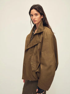 Caramel Firelady Fur Cutting-edge Style short down jacket side detail with detachable raccoon fur collar