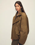 Caramel Firelady Fur Cutting-edge Style short down jacket side detail with detachable raccoon fur collar