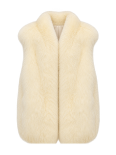 Firelady Fur Women's Finnish Saga Fox Fur Vest – Diagonal Piecing & Curved Stand Collar