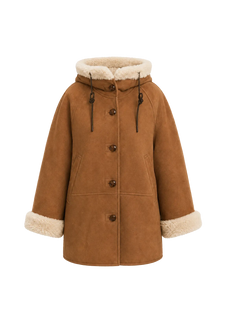 Danish Winter hooded reversible faux leather shearling jacket product image 01