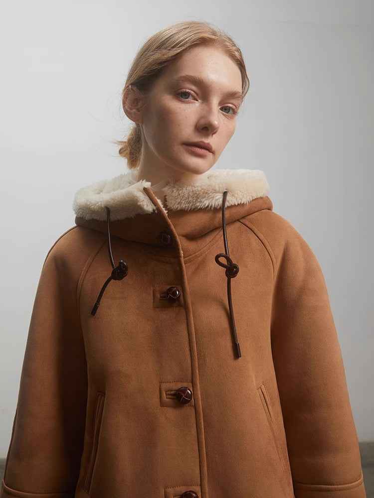 Danish Winter hooded reversible faux leather shearling jacket product image 04