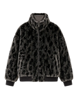 Dapple Manor spotted gray leopard print Merino shearling jacket front product view