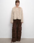 "Darcy Manor" imported Tuscan straight wool sheepskin sweetheart collar short fur coat - variant_title