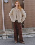 "Darcy Manor" imported Tuscan straight wool sheepskin sweetheart collar short fur coat - variant_title