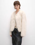 "Darcy Manor" imported Tuscan straight wool sheepskin sweetheart collar short fur coat - variant_title