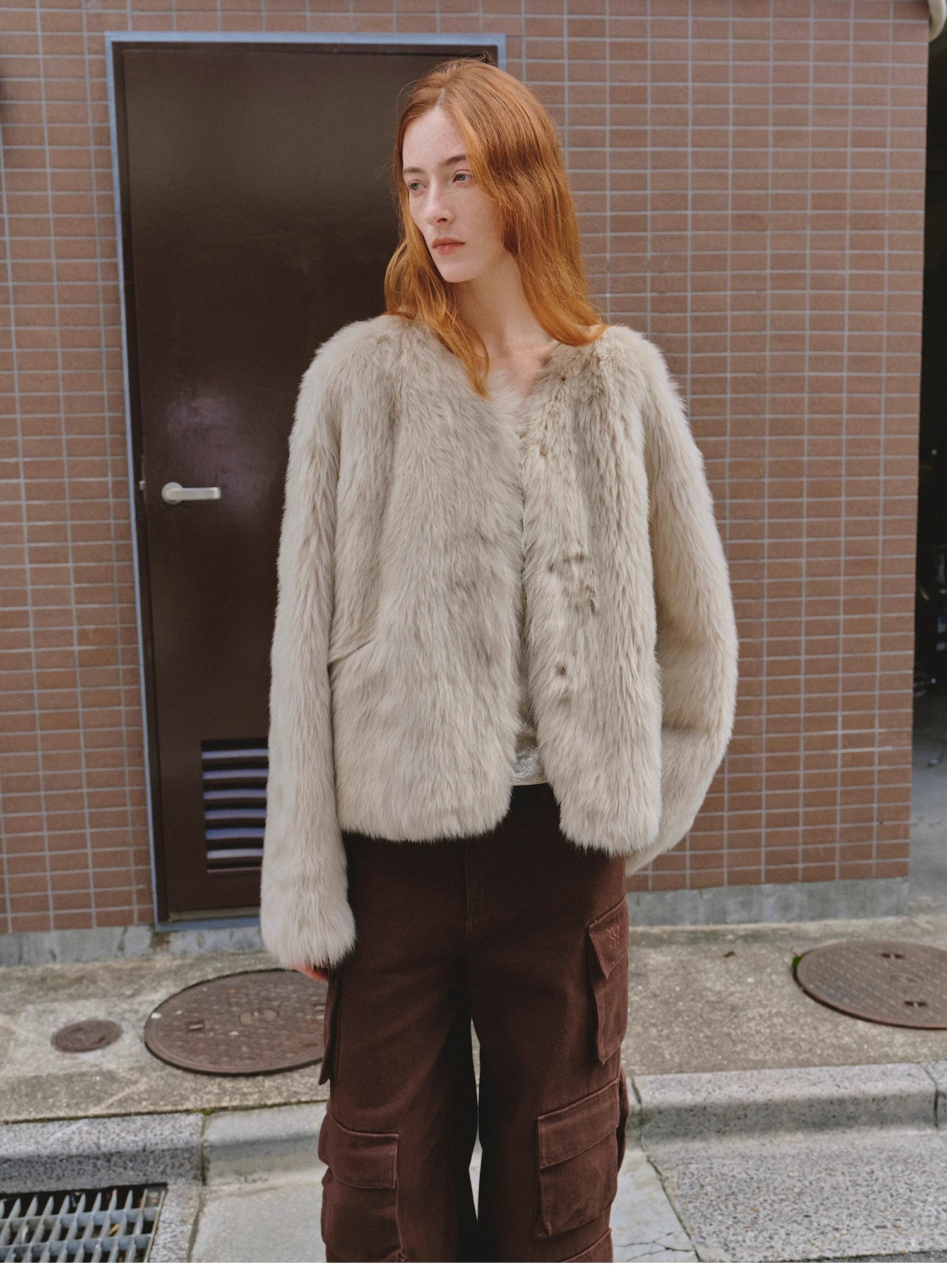 "Darcy Manor" imported Tuscan straight wool sheepskin sweetheart collar short fur coat - variant_title