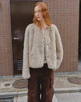 "Darcy Manor" imported Tuscan straight wool sheepskin sweetheart collar short fur coat - variant_title
