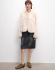 "Darcy Manor" imported Tuscan straight wool sheepskin sweetheart collar short fur coat - variant_title