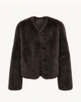 Darcy Manor ink gray Toscana shearling sweetheart-collar short coat product cutout