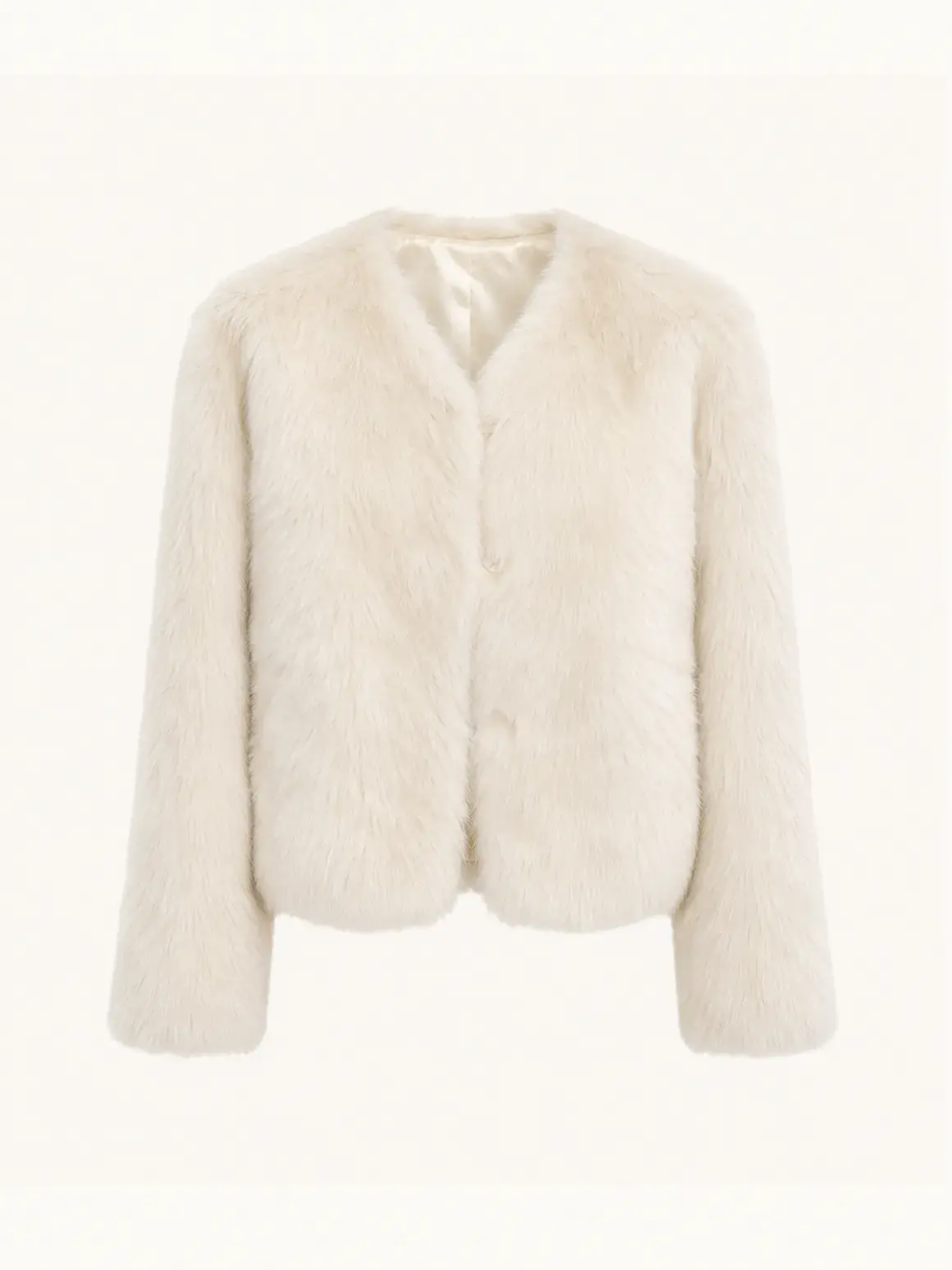 Darcy Manor white Toscana shearling sweetheart-collar short coat product cutout