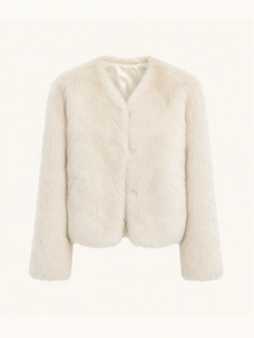 Darcy Manor white Toscana shearling sweetheart-collar short coat product cutout