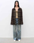 "Denim Shadow"retro washed printed layered casual slimming cotton bootcut jeans - variant_title