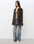 "Denim Shadow"retro washed printed layered casual slimming cotton bootcut jeans - variant_title