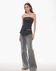 “Denimism”Fashionable Heavy Industry Washed Three - dimensional Versatile Slimming Slightly Flared Denim Trousers - variant_title