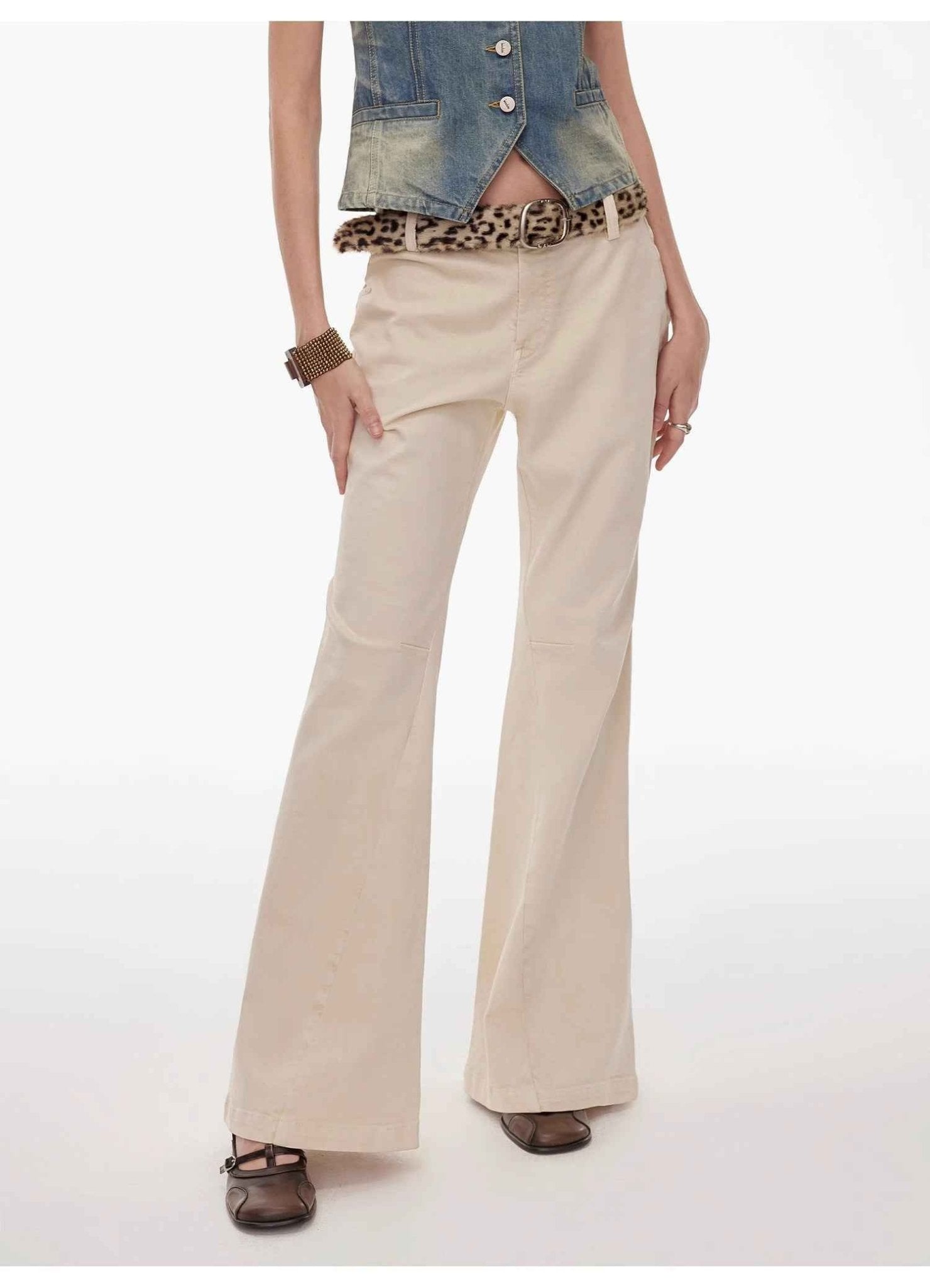 “Denimism”Fashionable Heavy Industry Washed Three - dimensional Versatile Slimming Slightly Flared Denim Trousers - variant_title