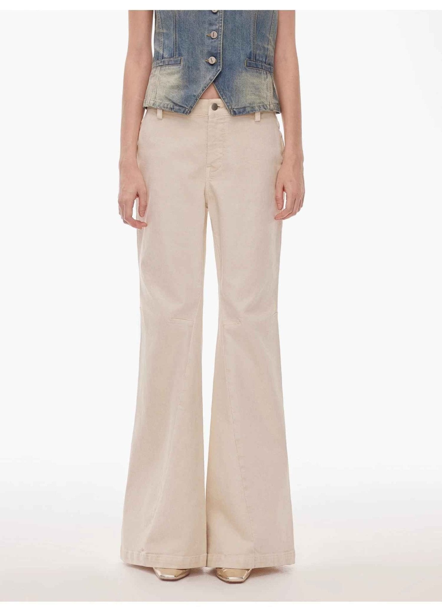 “Denimism”Fashionable Heavy Industry Washed Three - dimensional Versatile Slimming Slightly Flared Denim Trousers - variant_title