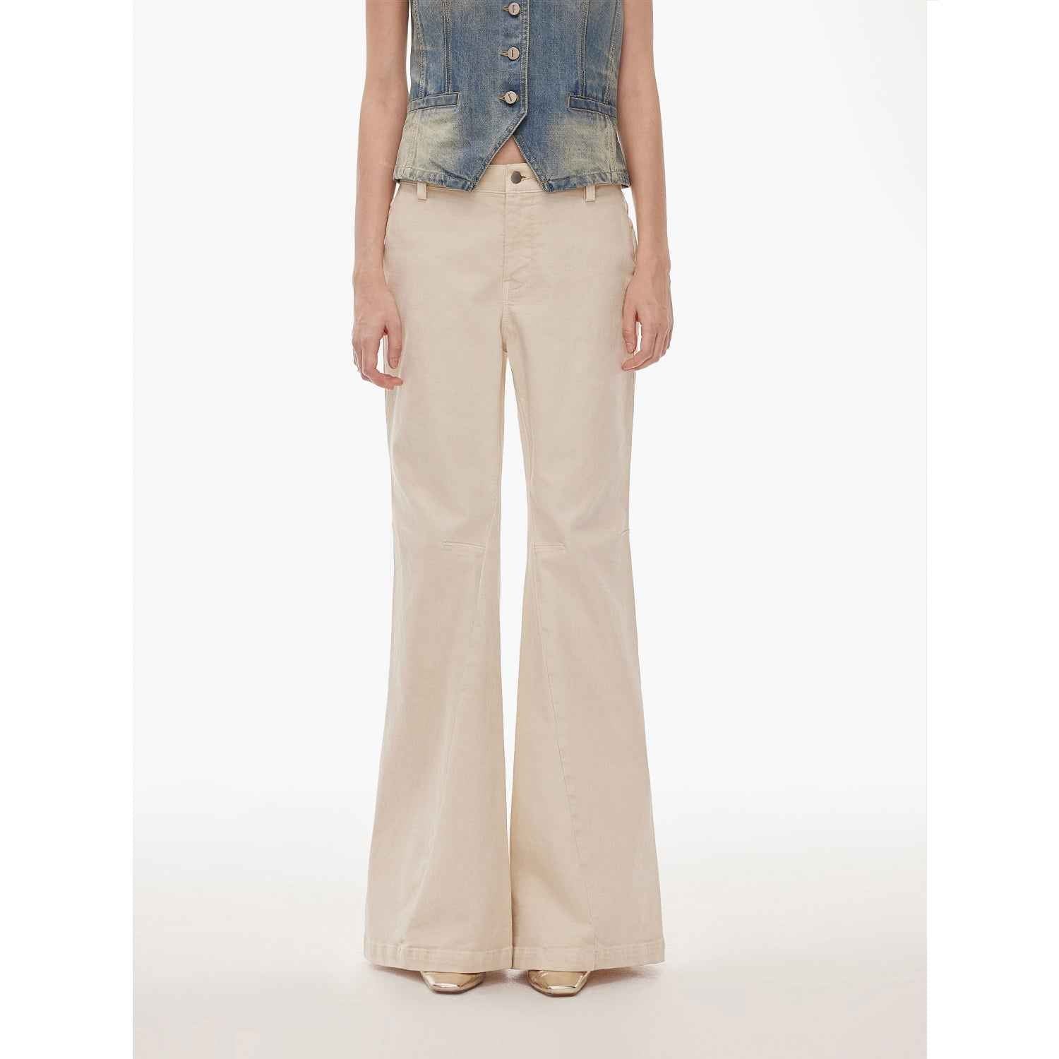 “Denimism”Fashionable Heavy Industry Washed Three - dimensional Versatile Slimming Slightly Flared Denim Trousers - variant_title