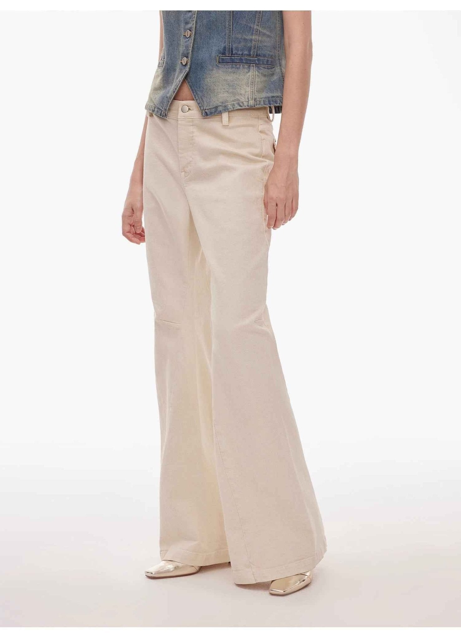 “Denimism”Fashionable Heavy Industry Washed Three - dimensional Versatile Slimming Slightly Flared Denim Trousers - variant_title