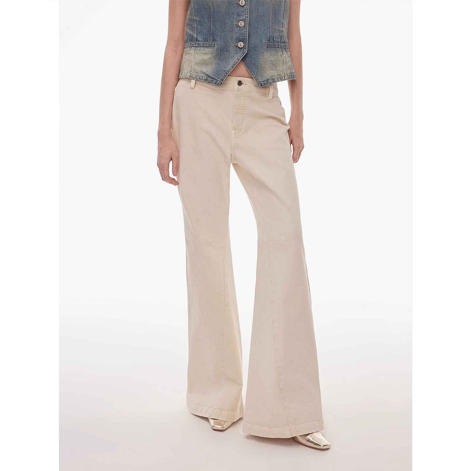 “Denimism”Fashionable Heavy Industry Washed Three - dimensional Versatile Slimming Slightly Flared Denim Trousers - variant_title