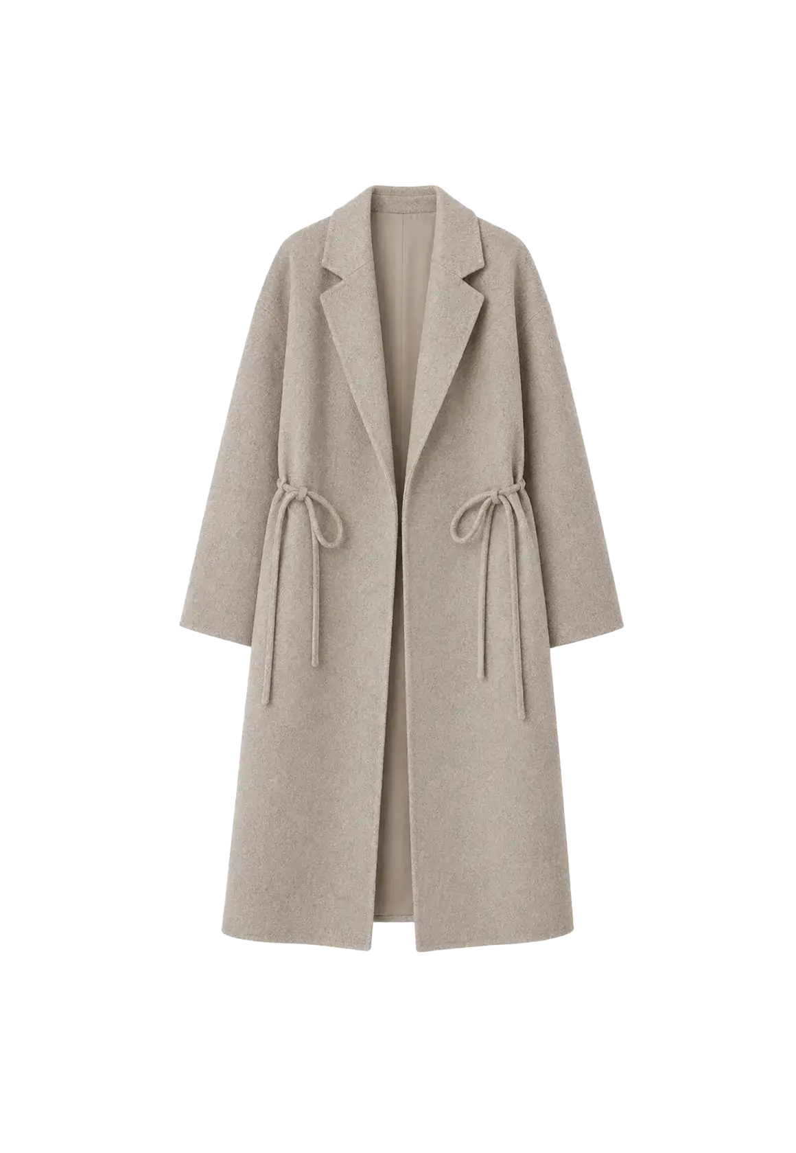 Desert Heart peaked-lapel drawstring mid-length wool coat product image 01