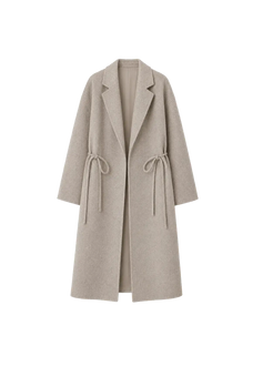 Desert Heart peaked-lapel drawstring mid-length wool coat product image 01