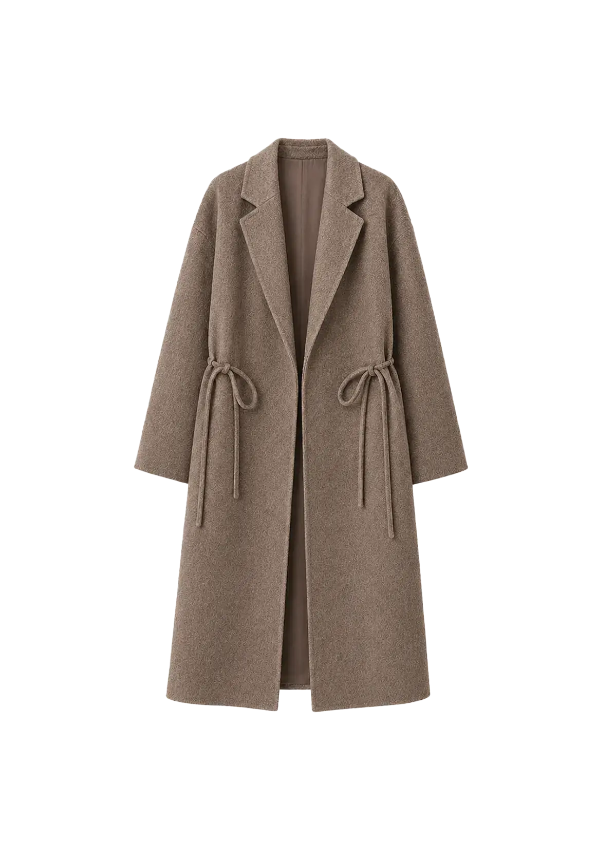 Desert Heart peaked-lapel drawstring mid-length wool coat product image 03