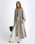 "Desert Heart"women's original color wool peaked lapel drawstring mid - length wool coat - variant_title