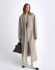 "Desert Heart"women's original color wool peaked lapel drawstring mid - length wool coat - variant_title
