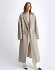 "Desert Heart"women's original color wool peaked lapel drawstring mid - length wool coat - variant_title