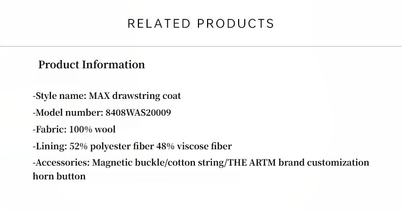 "Desert Heart"women's original color wool peaked lapel drawstring mid - length wool coat - variant_title