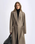 "Desert Heart"women's original color wool peaked lapel drawstring mid - length wool coat - variant_title