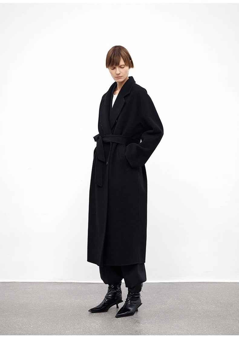 "Desert Mirage"Double - Breasted Coat with Shoulder Seam and Slight Cocoon Shape - variant_title