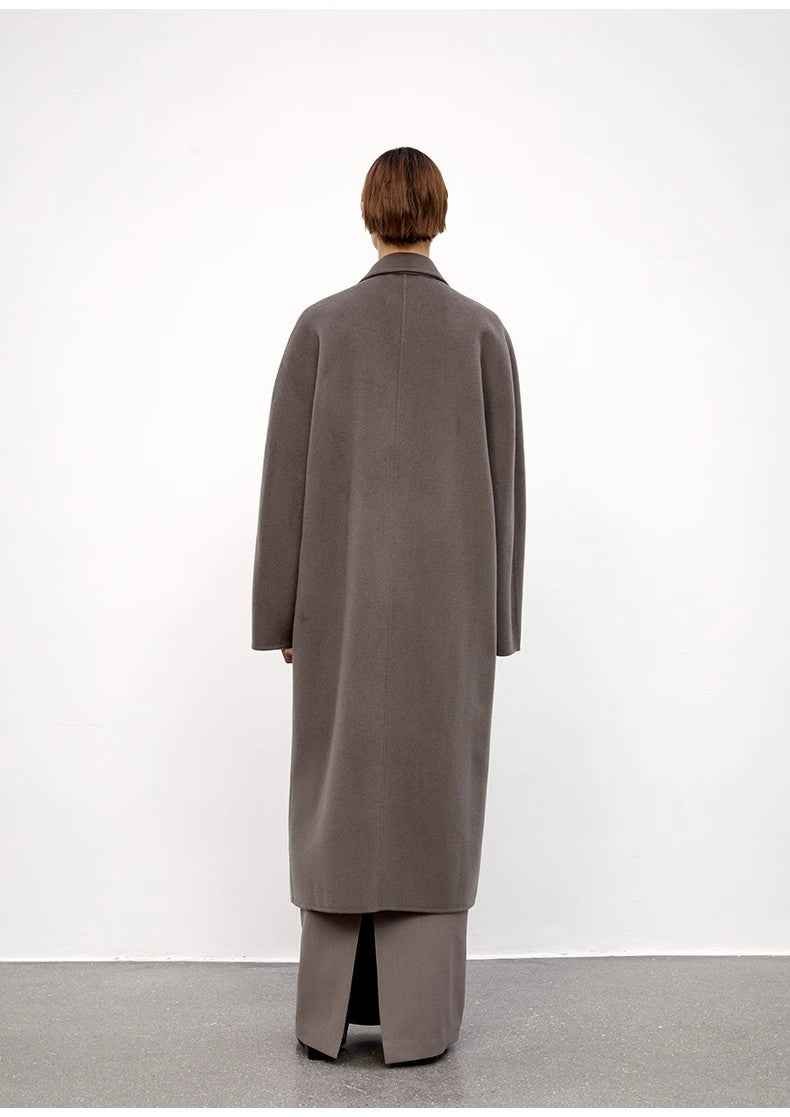 "Desert Mirage"Double - Breasted Coat with Shoulder Seam and Slight Cocoon Shape - variant_title