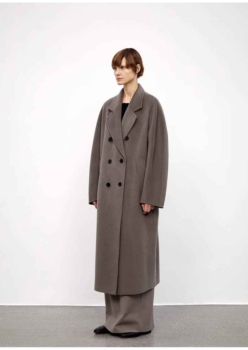 "Desert Mirage"Double - Breasted Coat with Shoulder Seam and Slight Cocoon Shape - variant_title