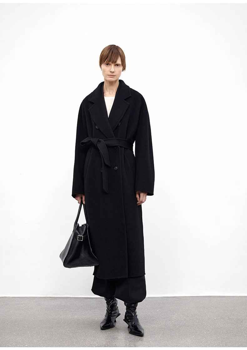 "Desert Mirage"Double - Breasted Coat with Shoulder Seam and Slight Cocoon Shape - variant_title