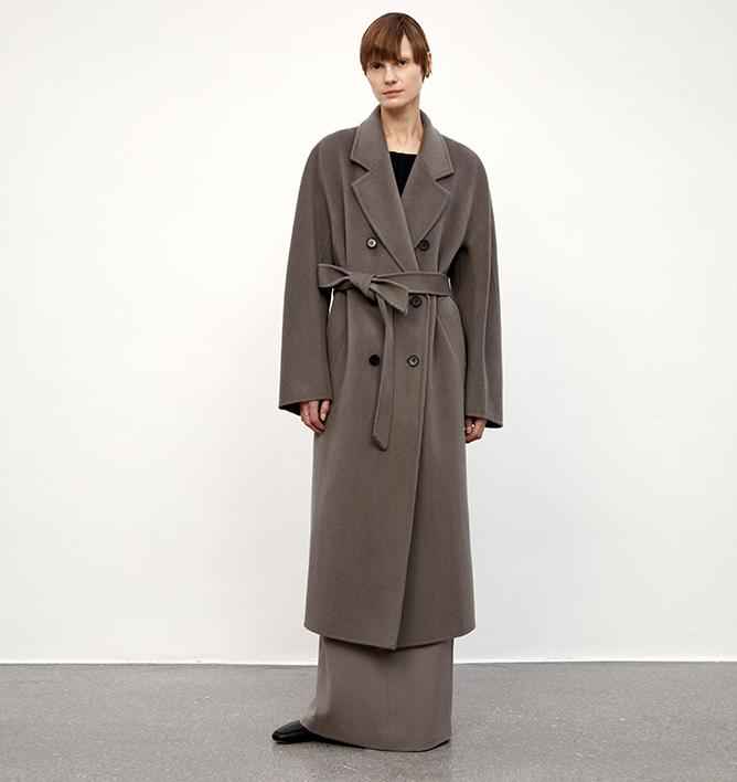 "Desert Mirage"Double - Breasted Coat with Shoulder Seam and Slight Cocoon Shape - variant_title
