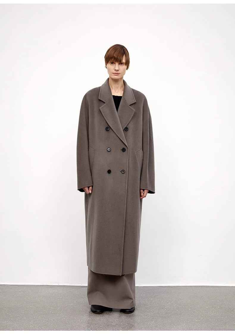"Desert Mirage"Double - Breasted Coat with Shoulder Seam and Slight Cocoon Shape - variant_title