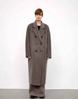 "Desert Mirage"Double - Breasted Coat with Shoulder Seam and Slight Cocoon Shape - variant_title