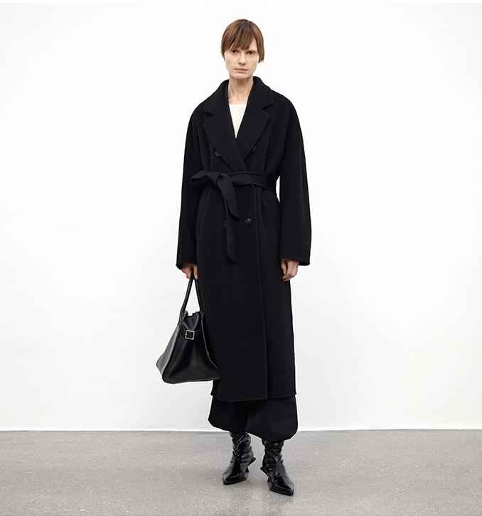 "Desert Mirage"Double - Breasted Coat with Shoulder Seam and Slight Cocoon Shape - variant_title