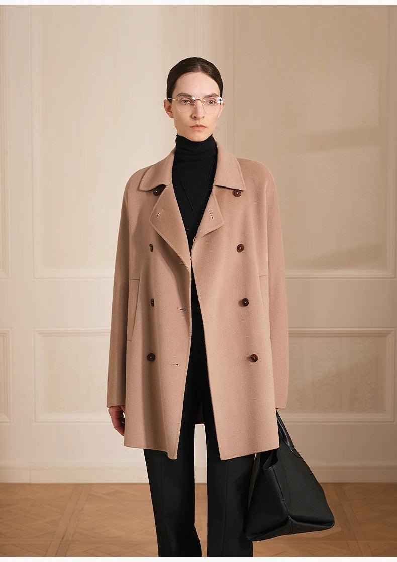 "Desert Rose"Australian imported wool double - breasted high - end woolen coat for small women - variant_title