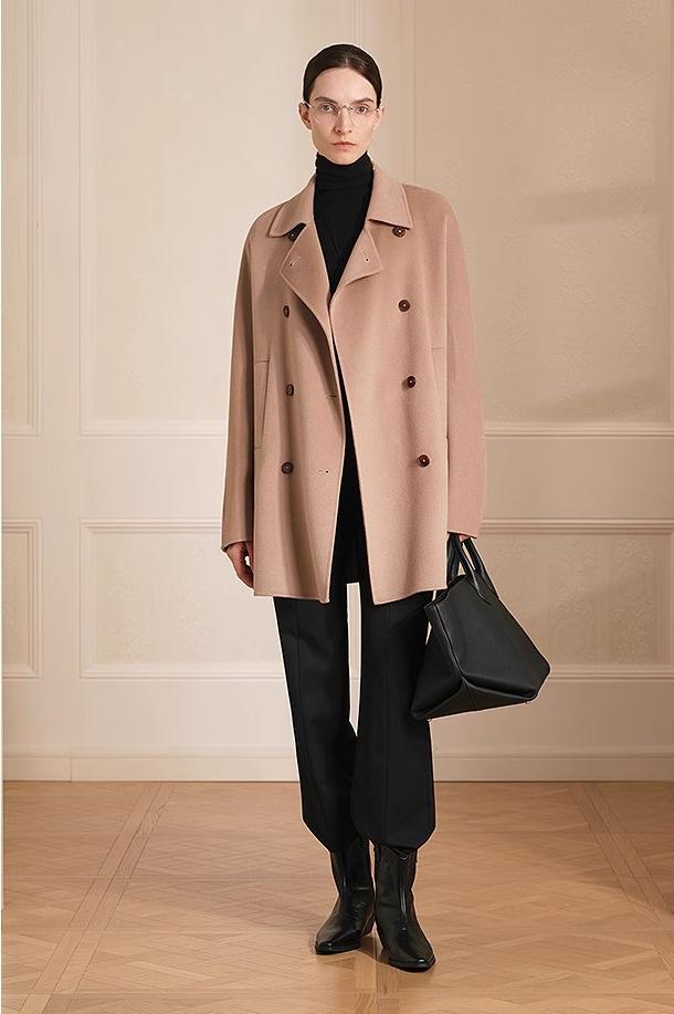 "Desert Rose"Australian imported wool double - breasted high - end woolen coat for small women - variant_title