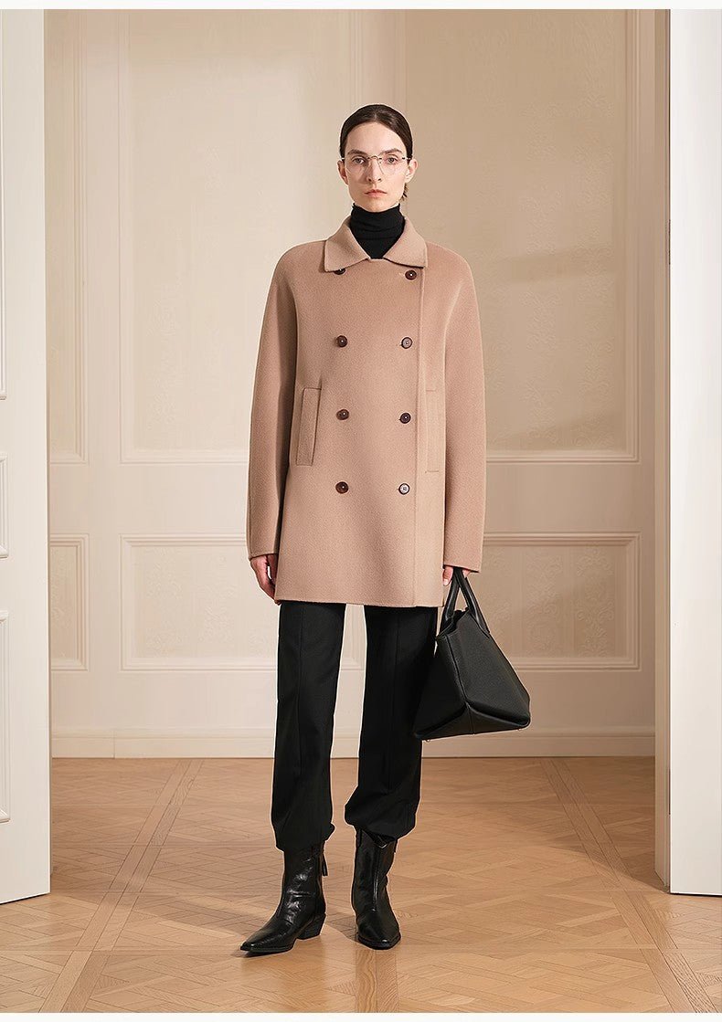 "Desert Rose"Australian imported wool double - breasted high - end woolen coat for small women - variant_title
