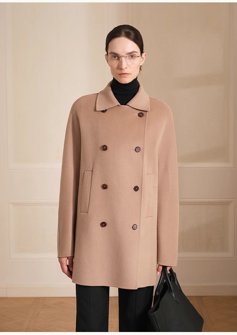 "Desert Rose"Australian imported wool double - breasted high - end woolen coat for small women - variant_title